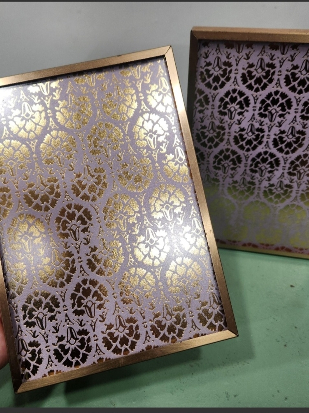 Set of two midcentury modern brass frames 5x7